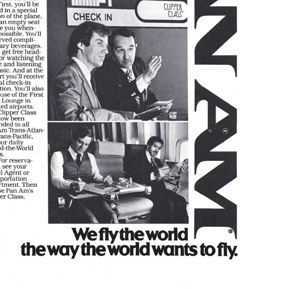 Pan am Clipper Class Airlines Advertisement 1970s Vintage Print Ad 9 inch - Picture 2 of 2